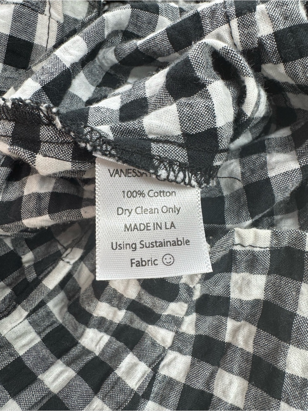 VANESSA MOONEY Gingham Crop Top Black White L - Picture 8 of 8